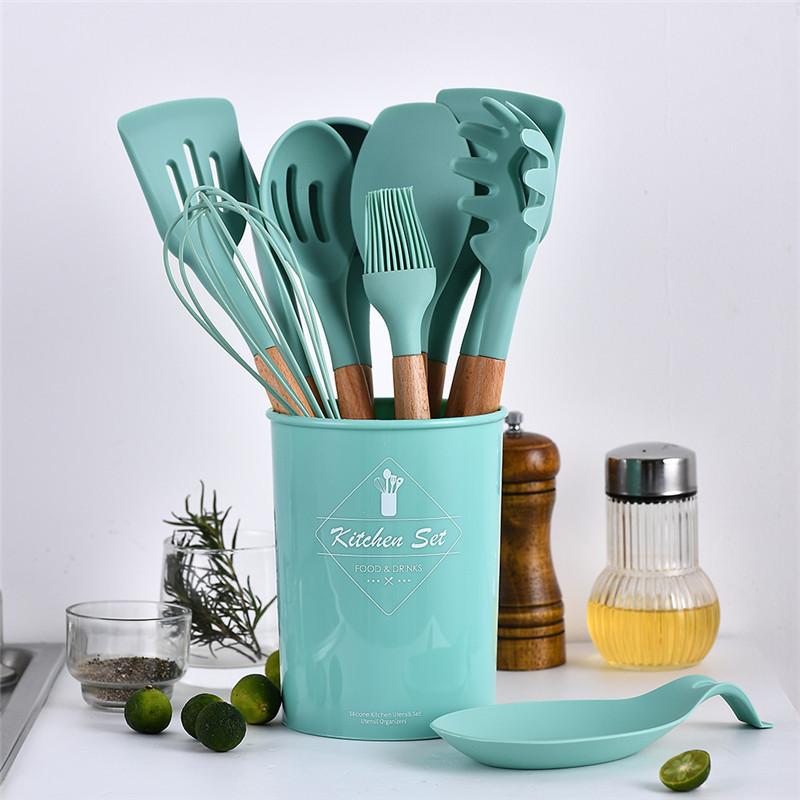 Kit Gastronômico Premium – Utensílios de Cozinha, Silicone e Madeira Ecológica