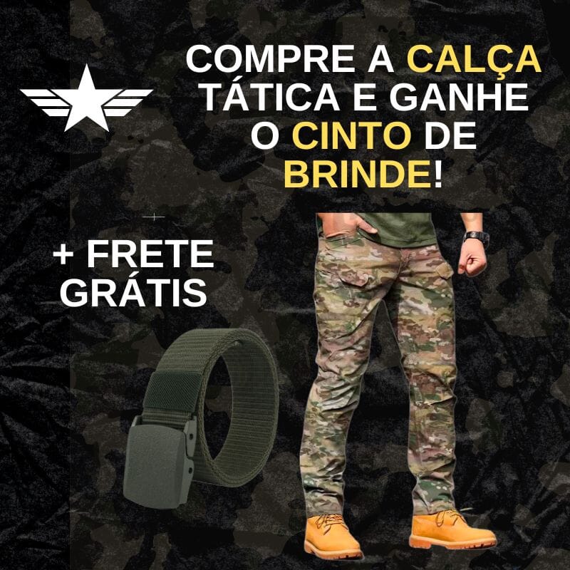 Calça Tática Militar Ultra Resistente e Impermeável + Cinto de Brinde