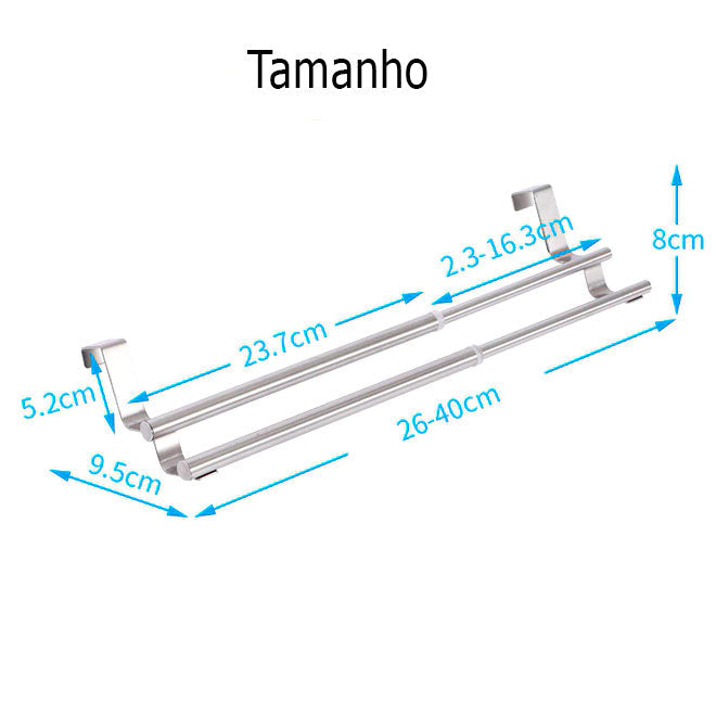 Porta Toalhas para Banheiro e Cozinha! Inox 2 toalhas com regulagem