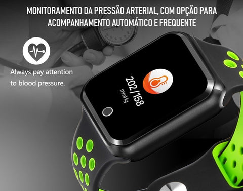 Smartwatch Esportivo, controle da saúde, notificações p/ android ou ios